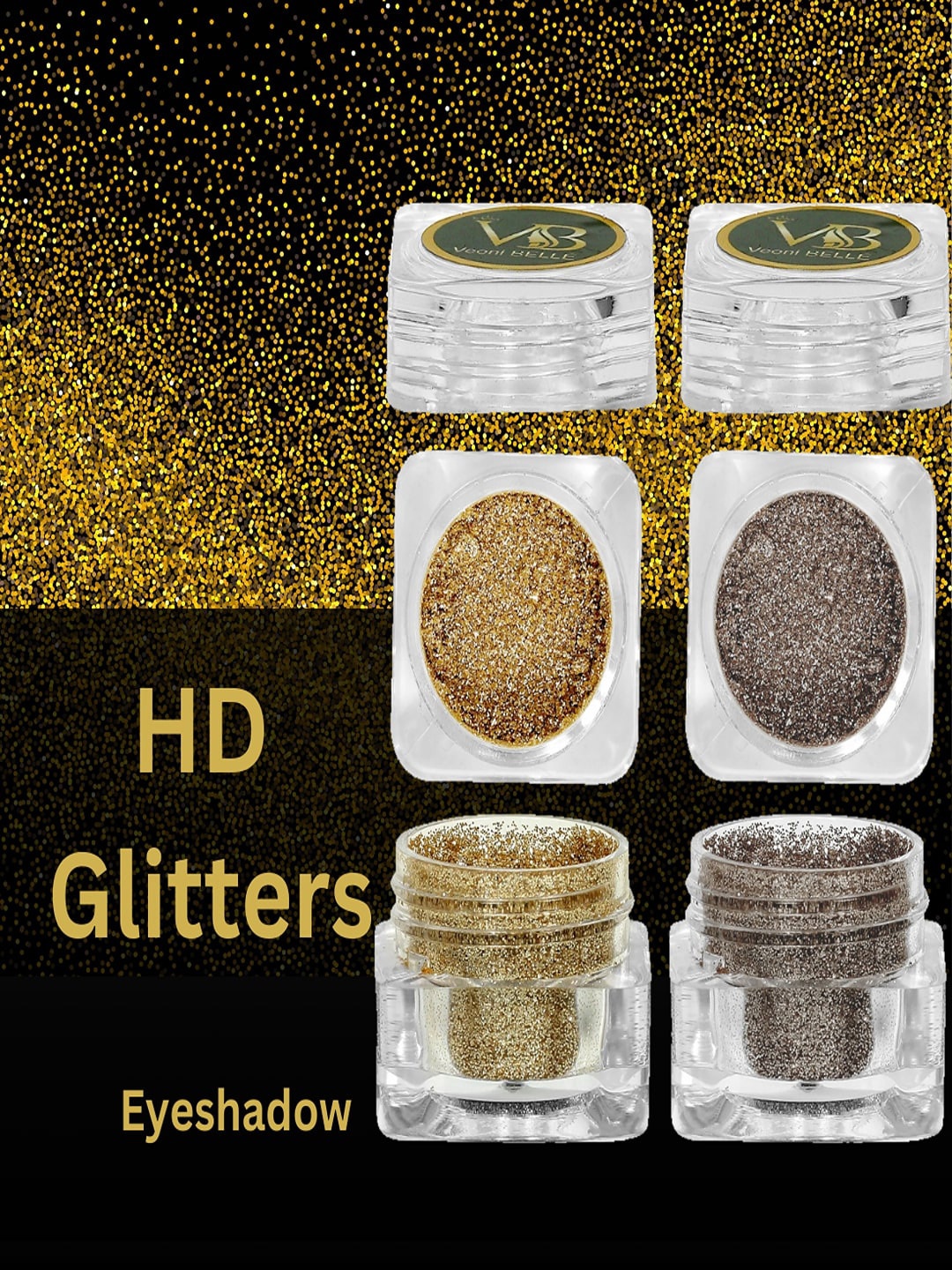 

Veoni BELLE Pack Of 2 Holographic Glitter Eye Pigment 5g Each - Pure Gold+Diamond Starlit