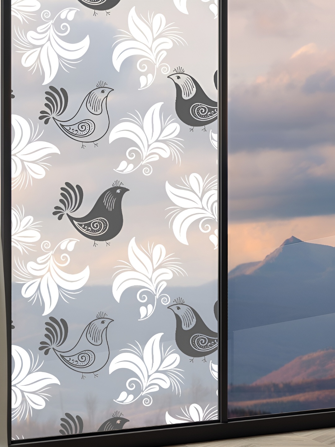 

CVANU Grey & White Birds Self-adhesive Waterproof Window Film