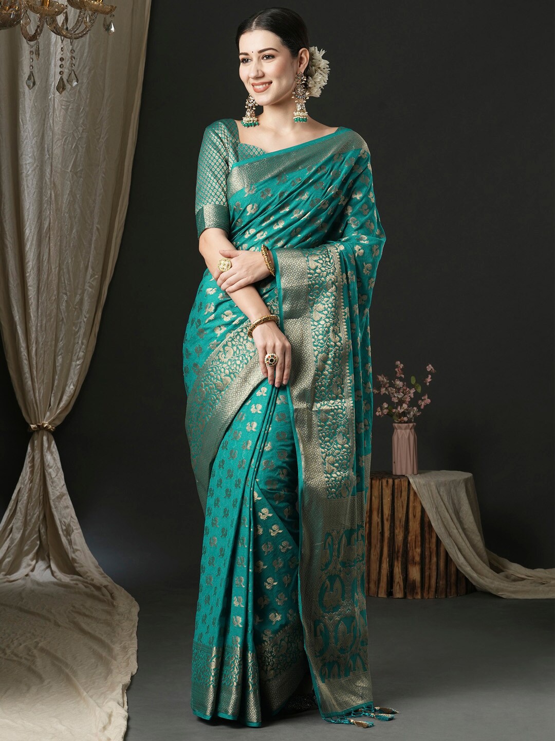 

Anouk Ethnic Woven Design Pure Georgette Kanjeevaram Saree, Blue