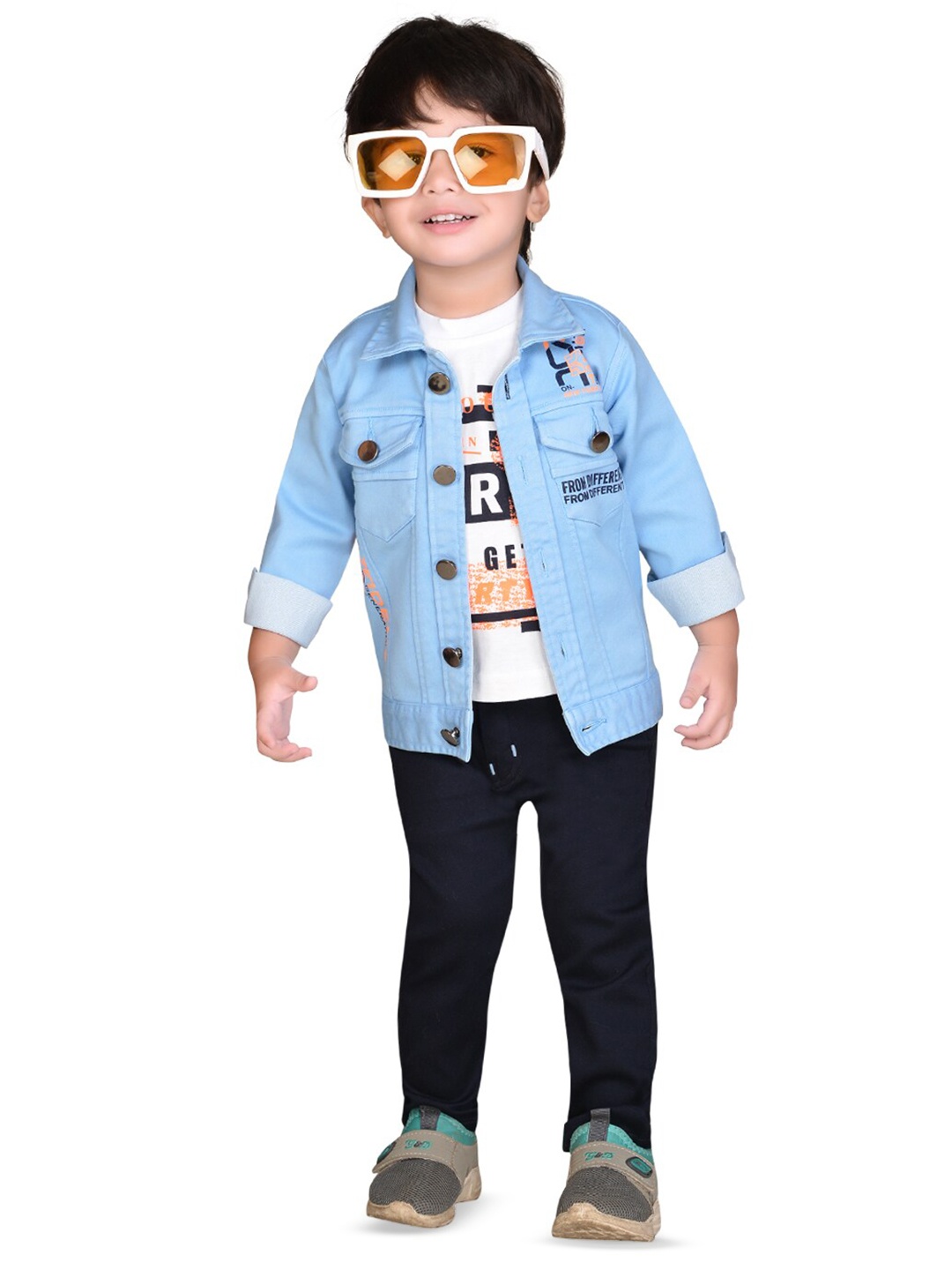 

BAESD Boys Printed T-shirt With Trousers & Jacket, Blue