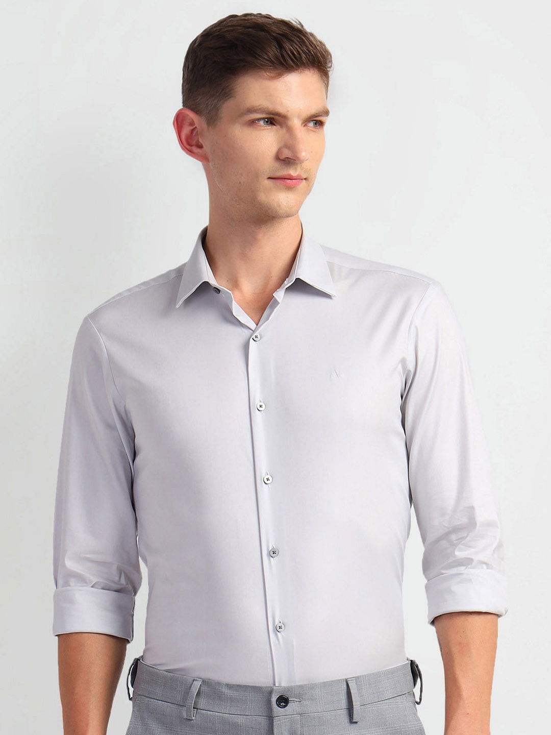 

Arrow New York Slim Fit Spread Collar Formal Shirt, Grey