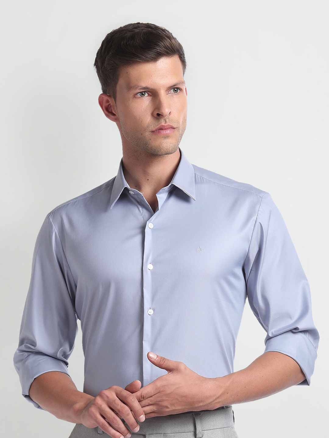 

Arrow New York Super Slim Fit Fit Spread Collar Long Sleeves Formal Shirt, Blue