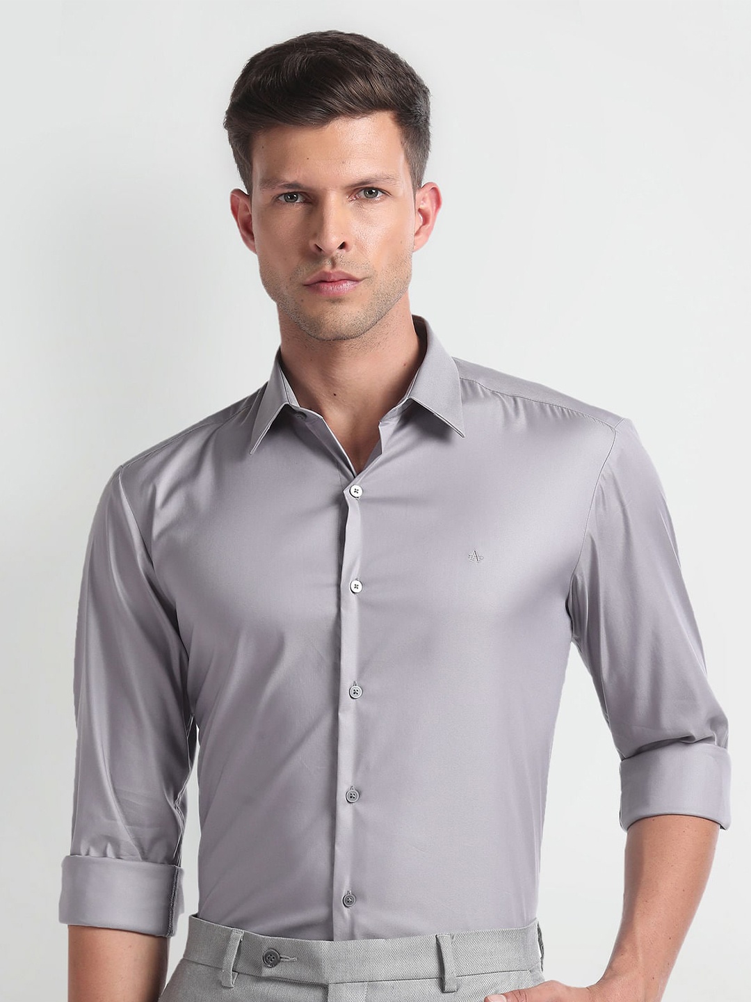 

Arrow New York Slim Fit Spread Collar Formal Shirt, Grey