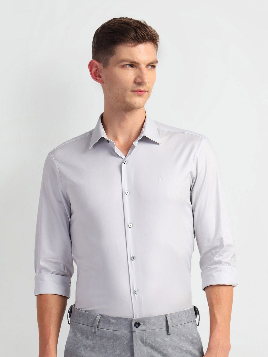 

Arrow New York Slim Fit Spread Collar Formal Shirt, Grey