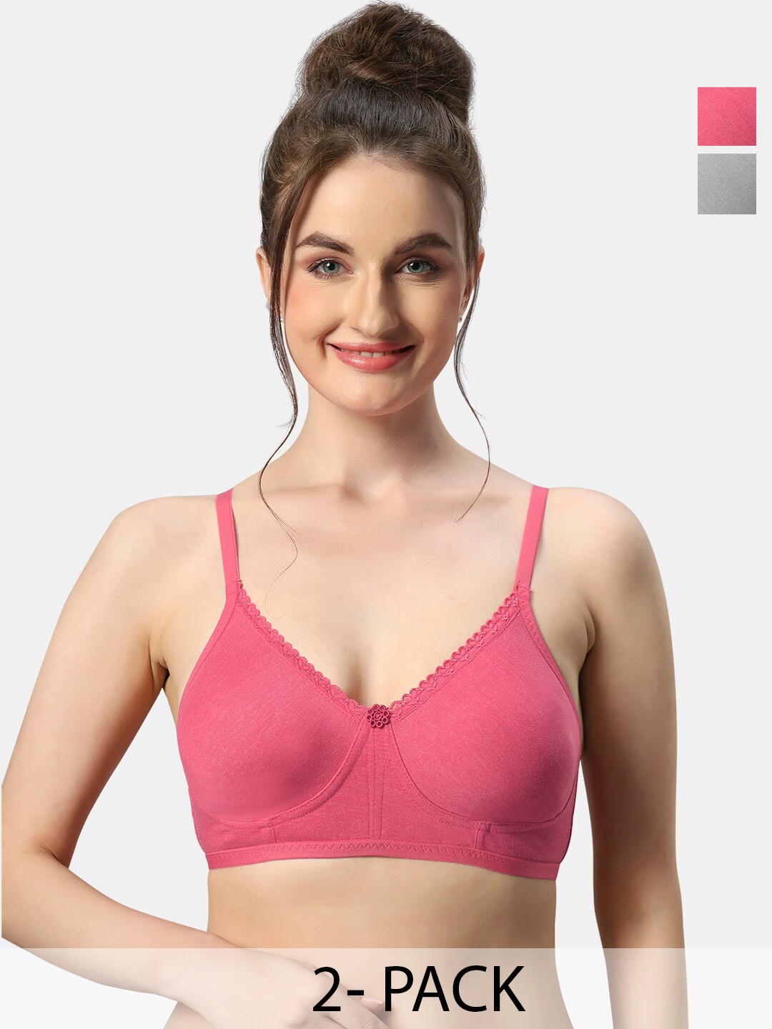 

Sonari Pack Of 2 Medium Coverage All Day Comfort T-Shirt Bra, Pink