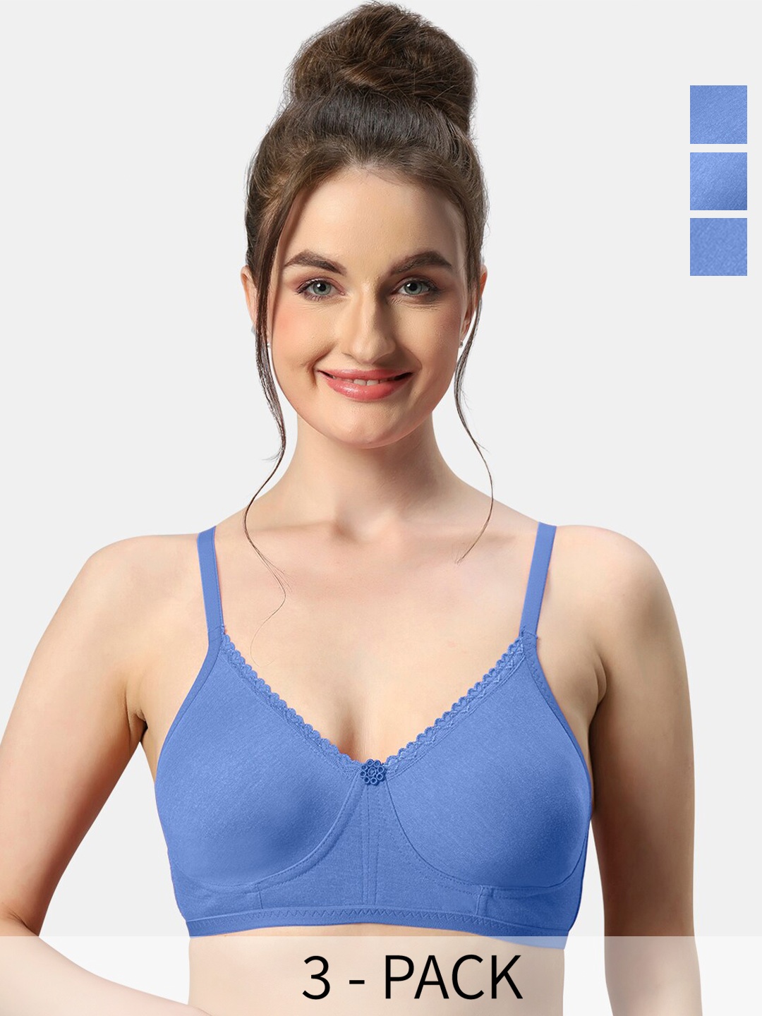 

Sonari Pack Of 3 Medium Coverage Bra, Blue