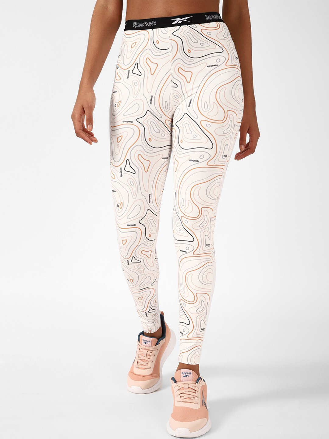 

Reebok Yg Aop Printed Running Tights, White
