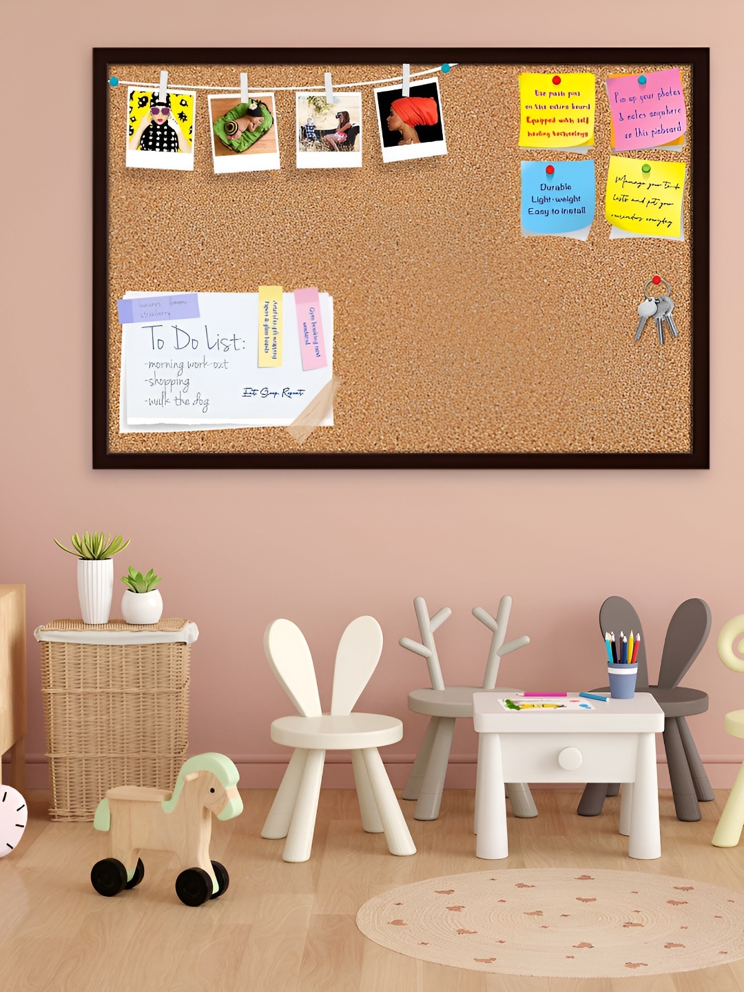ArtzFolio Brown Cork Printed Wooden Bulletin Board With Sticky Notes