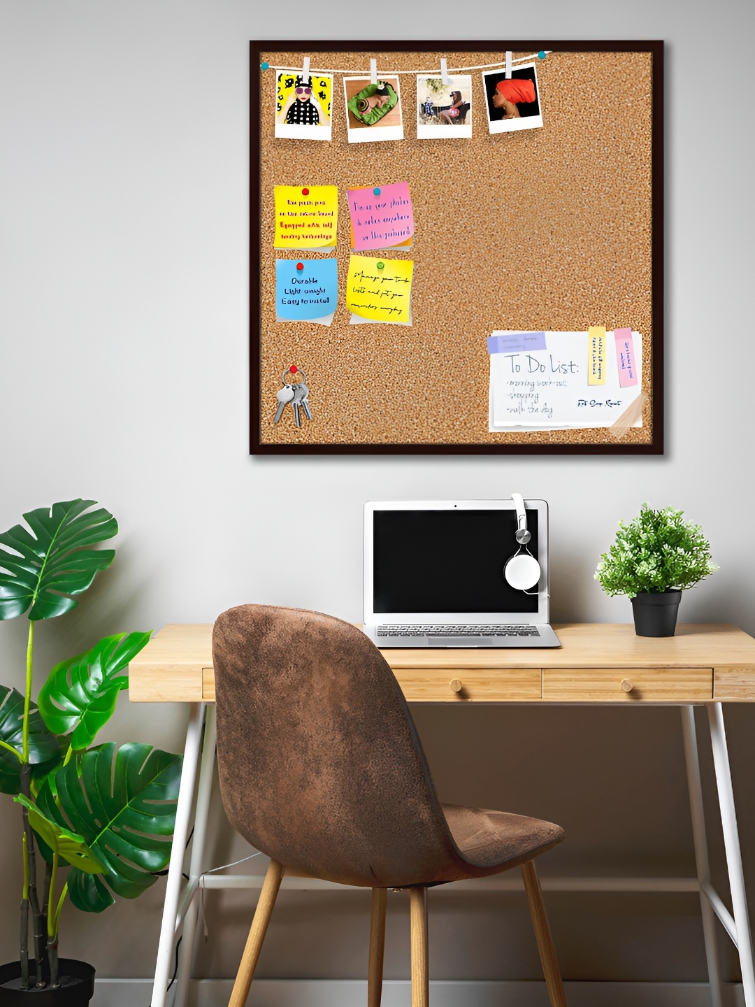 

ArtzFolio Dark Brown Cork Printed Wooden Bulletin Board With Sticky Notes