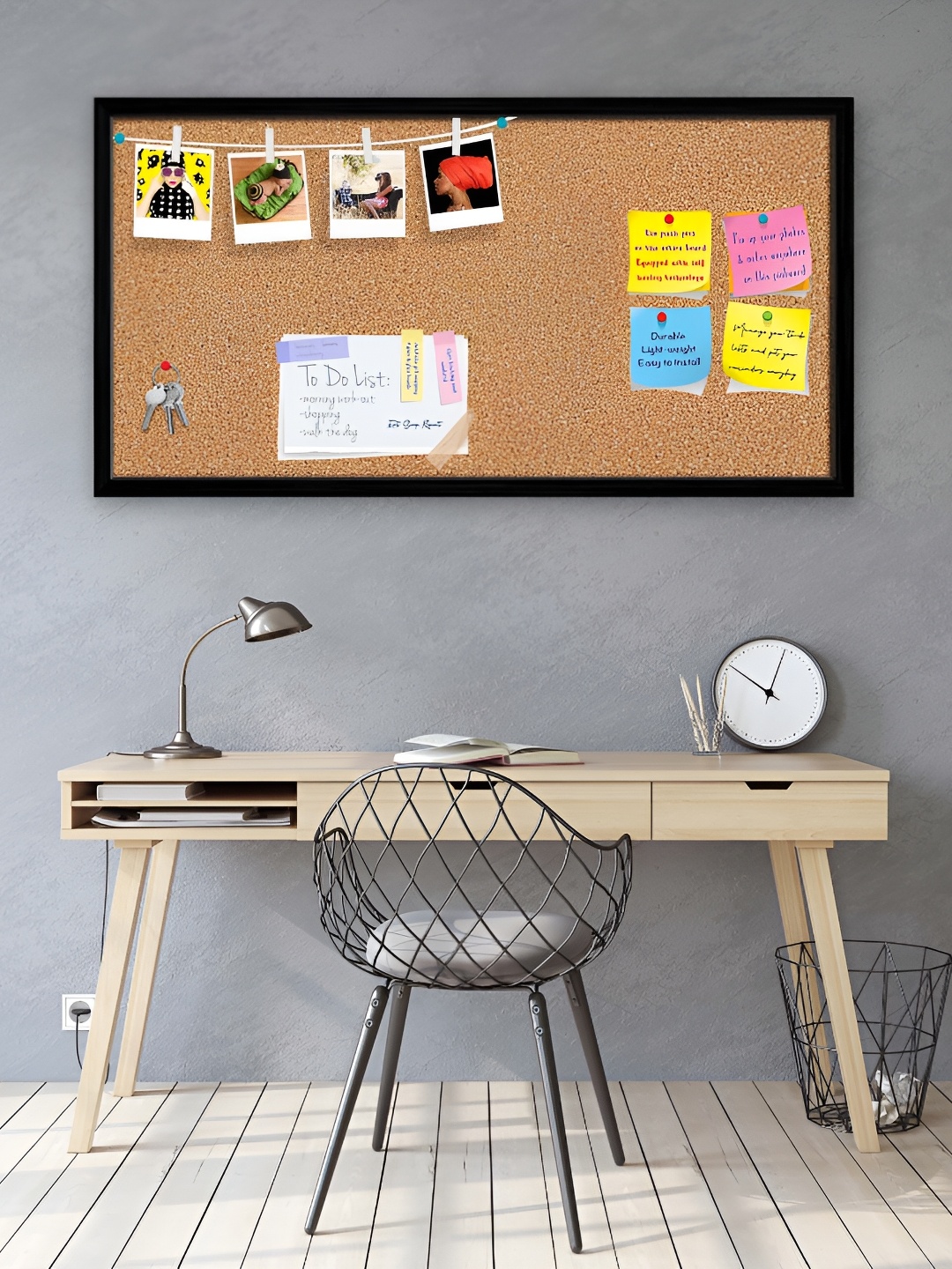 

ArtzFolio Black & Brown Cork Printed Wooden Bulletin Board With Sticky Notes