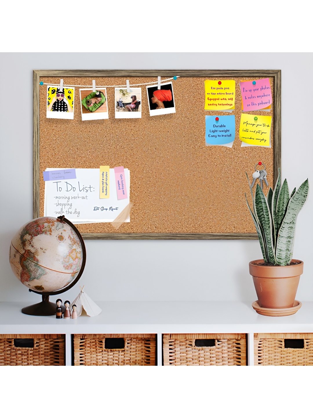 

ArtzFolio Brown & White Cork Printed Wooden Bulletin Board With Sticky Notes