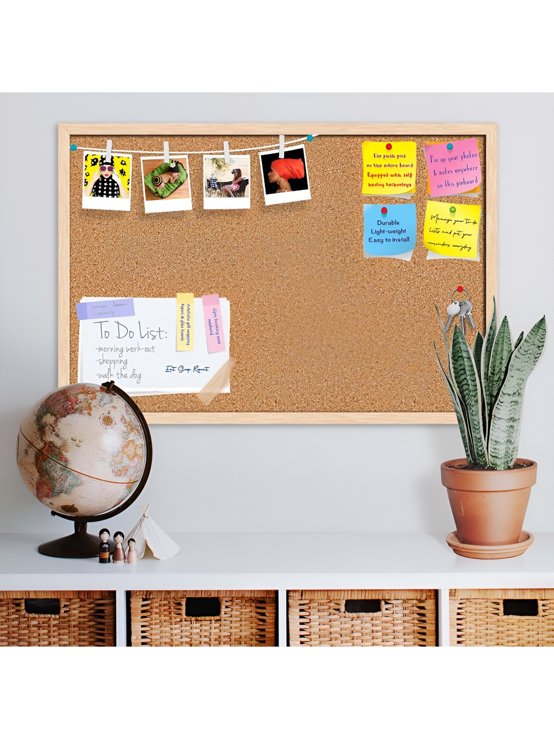 

ArtzFolio Camel Brown Cork Printed Wooden Bulletin Board With Sticky Notes