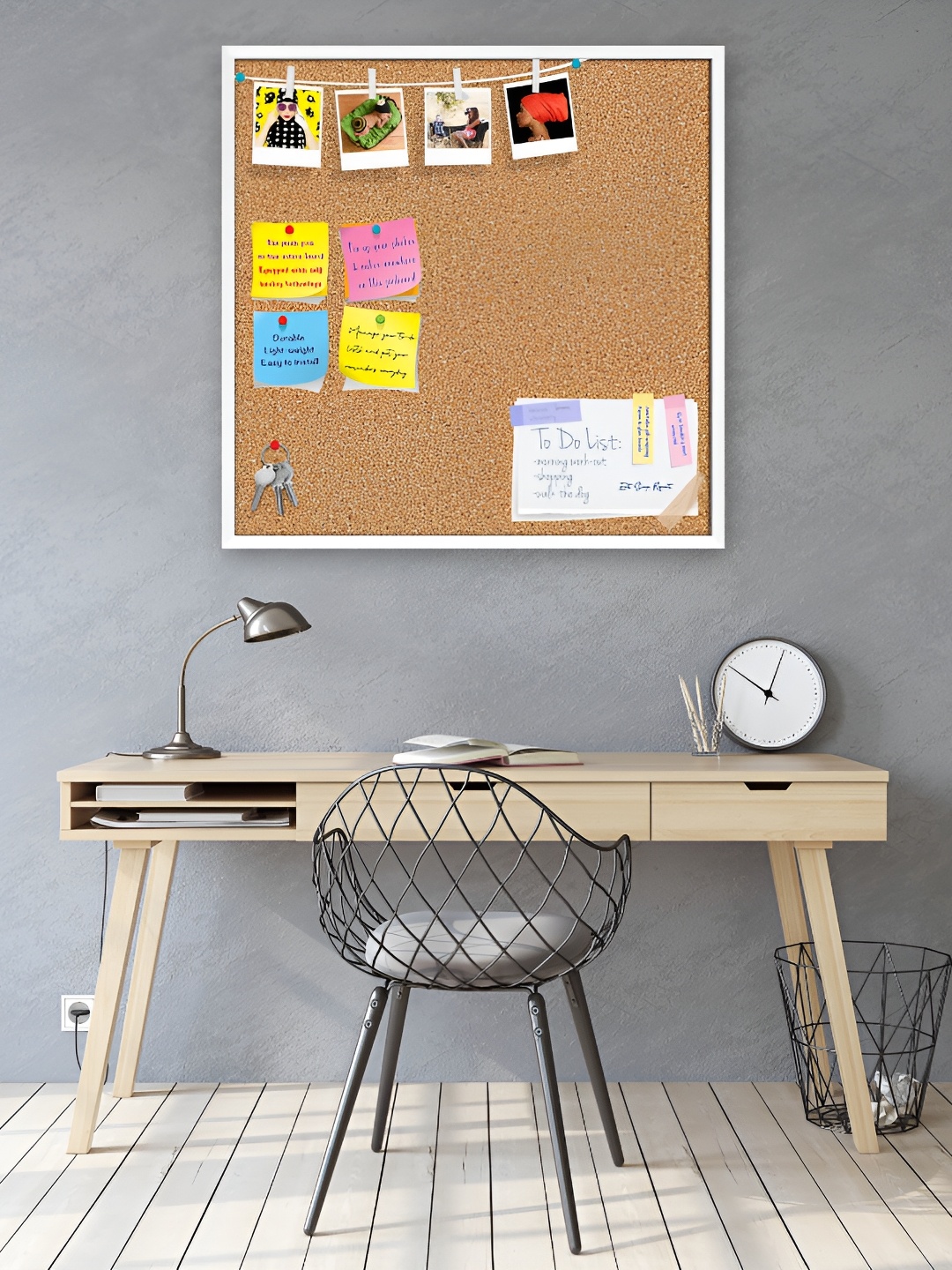 

ArtzFolio White Cork Printed Wooden Bulletin Board With Sticky Notes