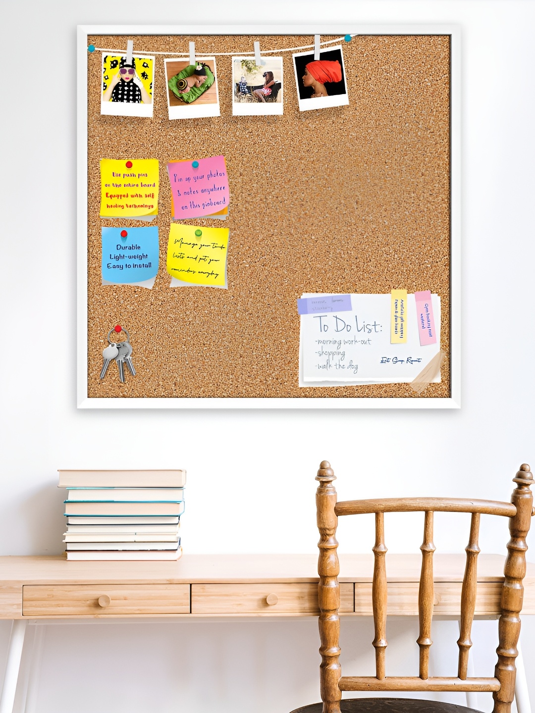 

ArtzFolio Brown & White Cork Printed Wooden Bulletin Board With Sticky Notes