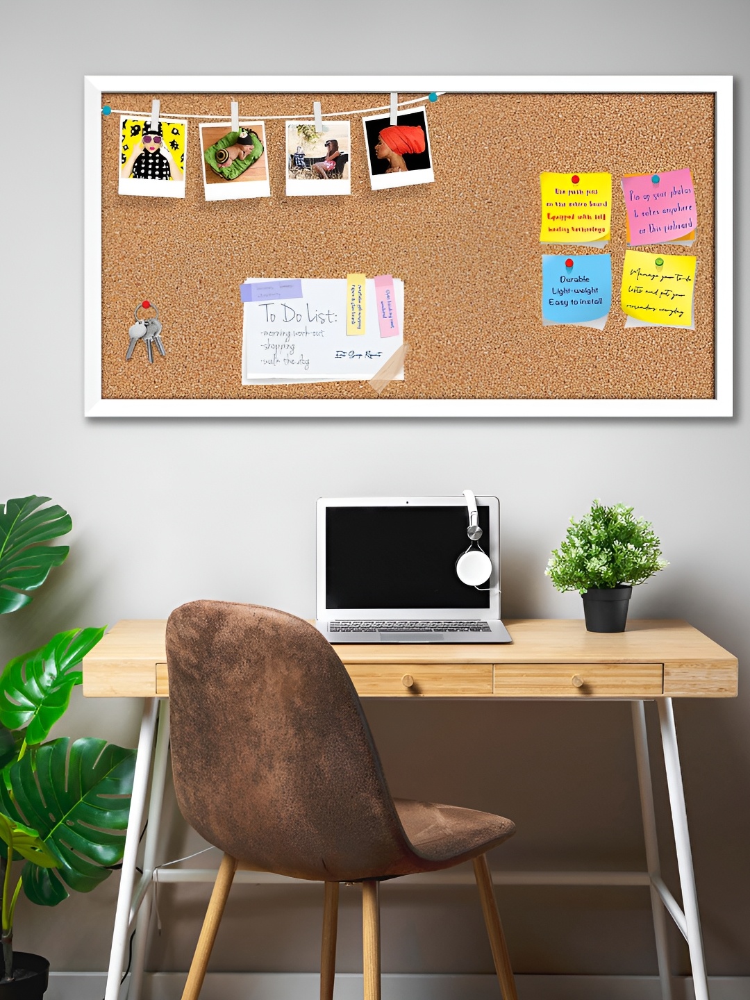 

ArtzFolio White Cork Printed Wooden Bulletin Board With Sticky Notes