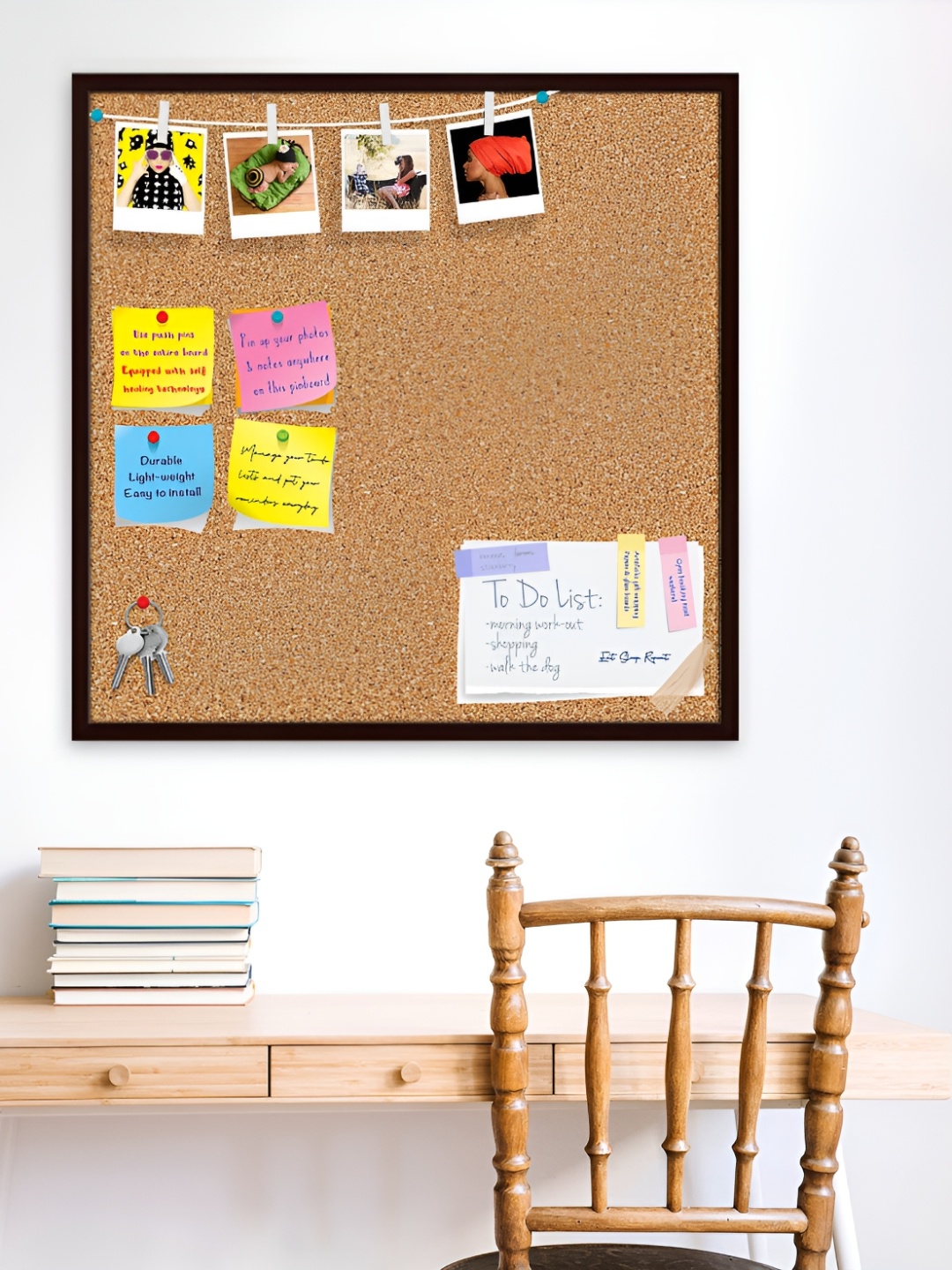 

ArtzFolio Dark Brown Cork Printed Wooden Bulletin Board With Sticky Notes