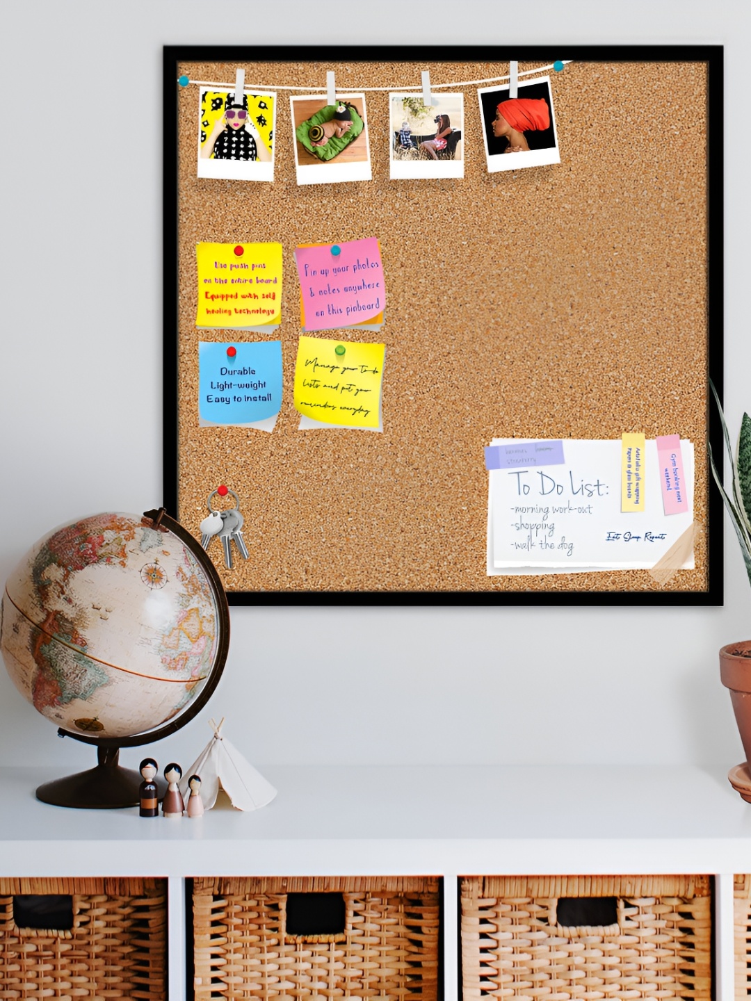 

ArtzFolio Black & Brown Cork Printed Wooden Bulletin Board With Sticky Notes