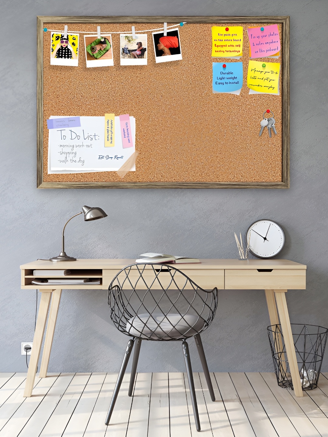 

ArtzFolio Brown Cork Printed Wooden Bulletin Board With Sticky Notes