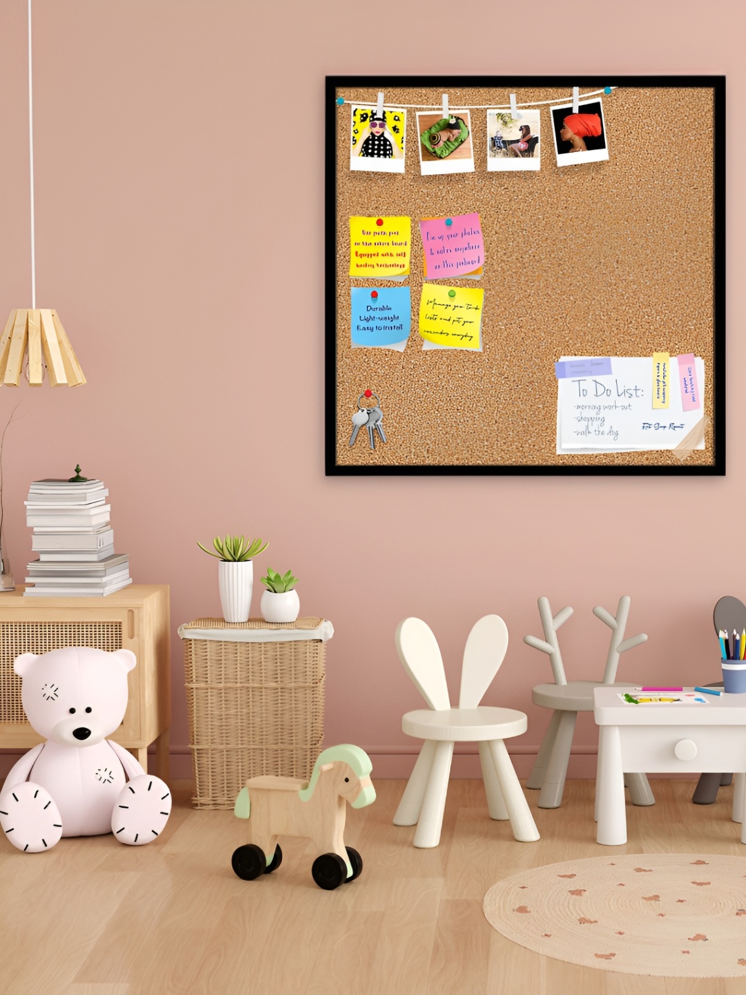 

ArtzFolio Brown & Black Cork Printed Wooden Bulletin Board With Sticky Notes