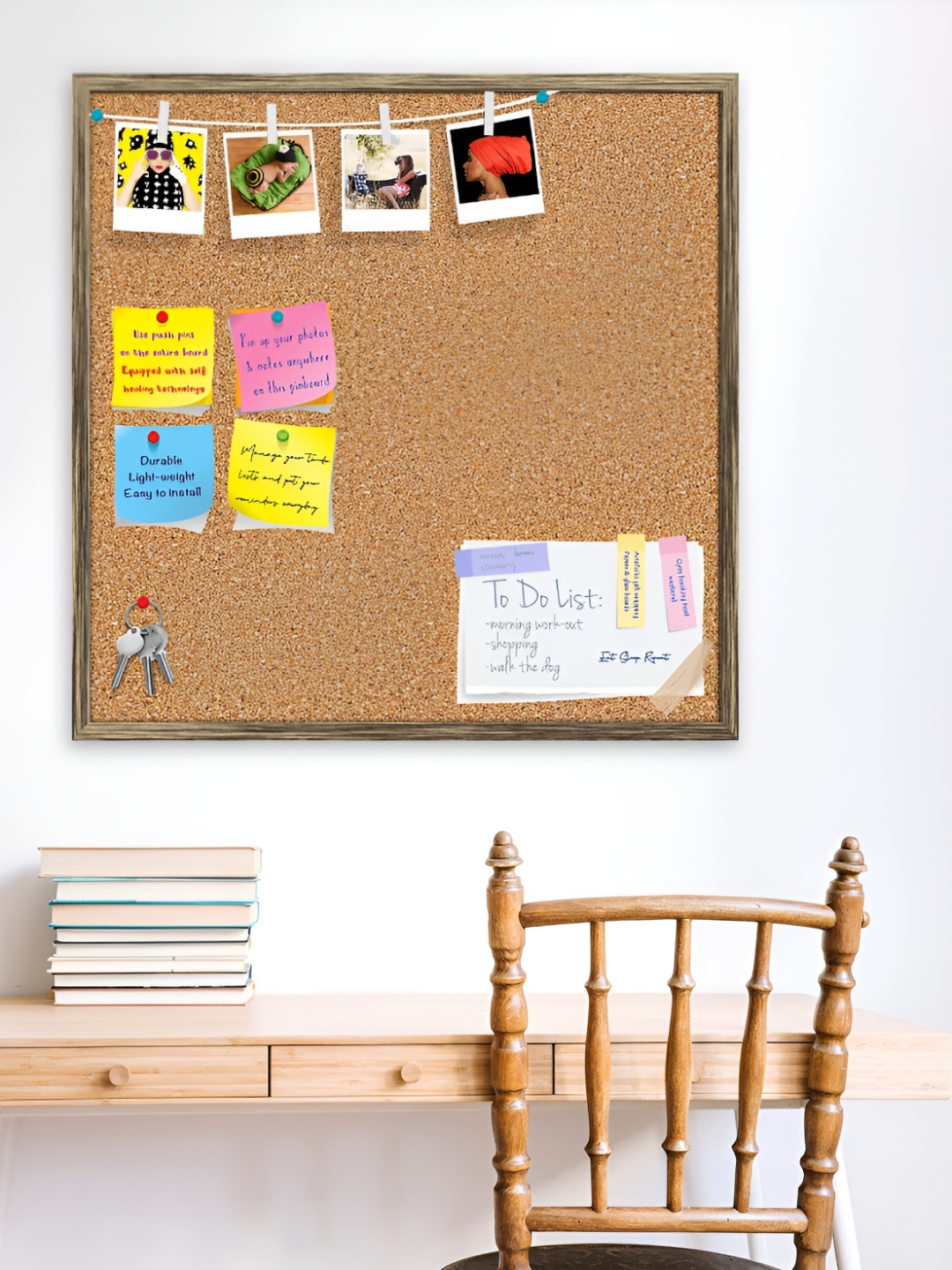 

ArtzFolio Brown Cork Printed Wooden Bulletin Board With Sticky Notes