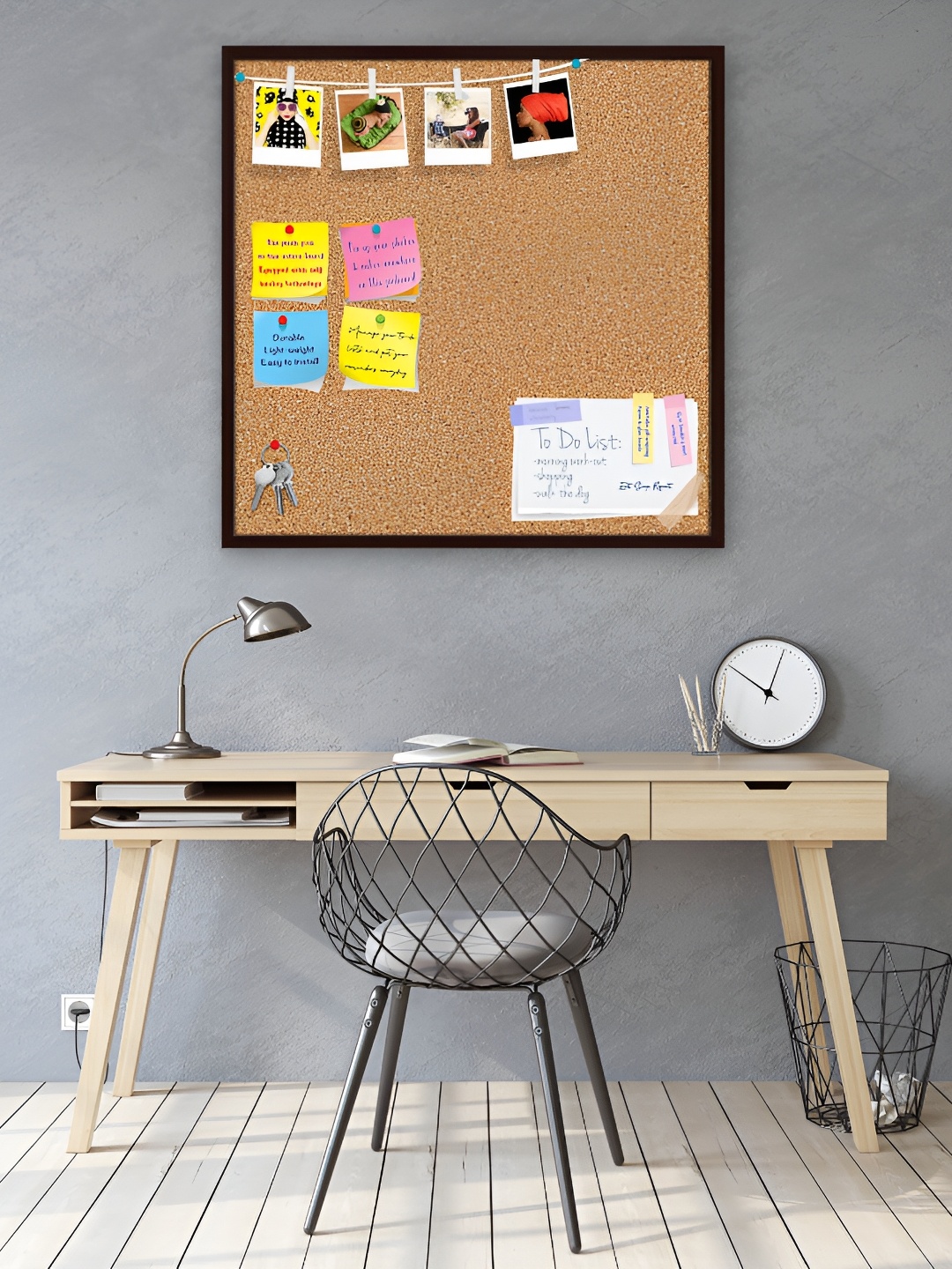 

ArtzFolio Brown Cork Printed Wooden Bulletin Board With Sticky Notes