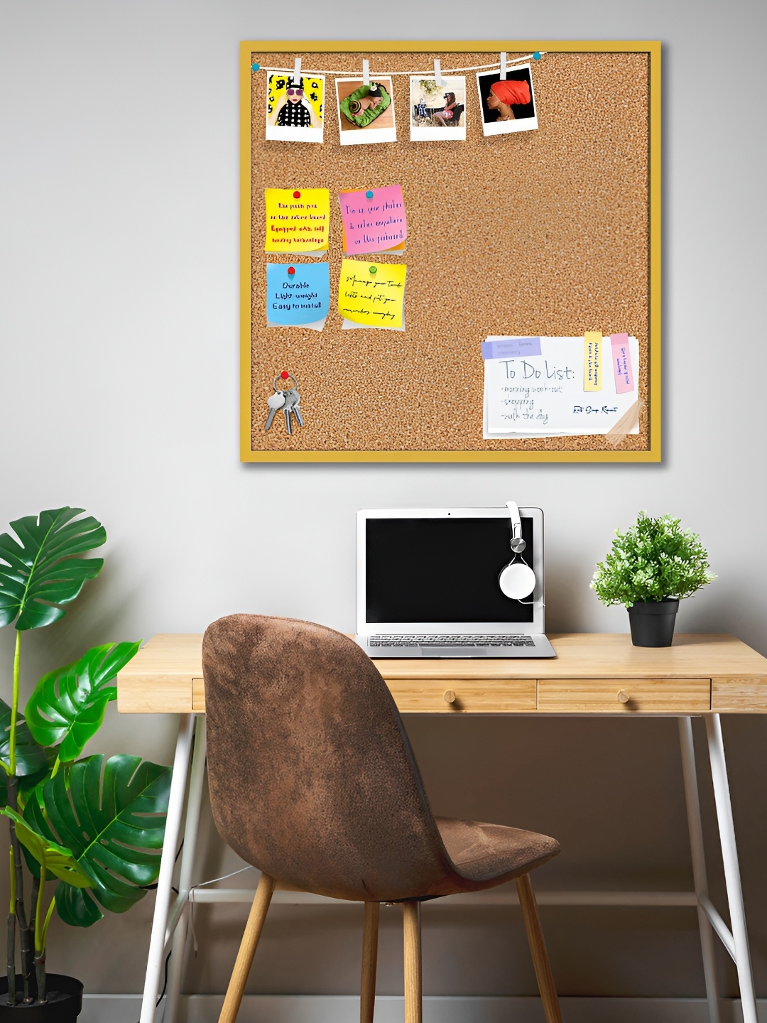 

ArtzFolio Yellow Cork Printed Wooden Bulletin Board With Sticky Notes
