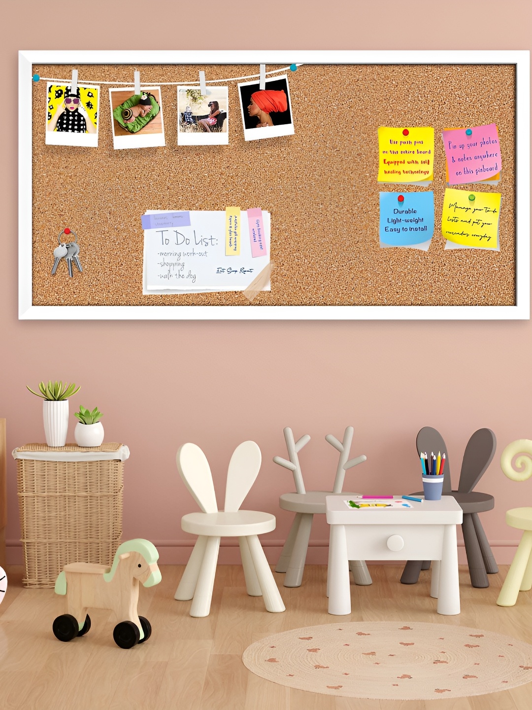 

ArtzFolio Brown & White Printed Wooden Bulletin Board & Sticky Notes Wall Hangings Decor