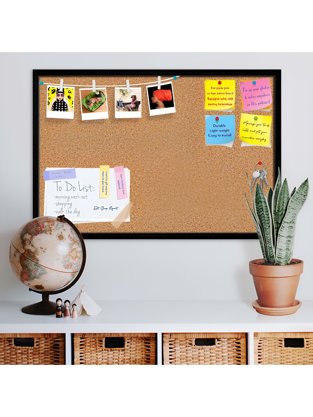 

ArtzFolio Brown & Black Printed Wooden Bulletin Board & Sticky Notes Wall Hangings Decor