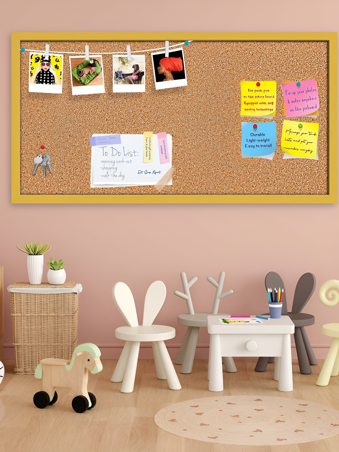 

ArtzFolio Brown & Yellow Printed Wooden Bulletin Board Wall Hangings Decor