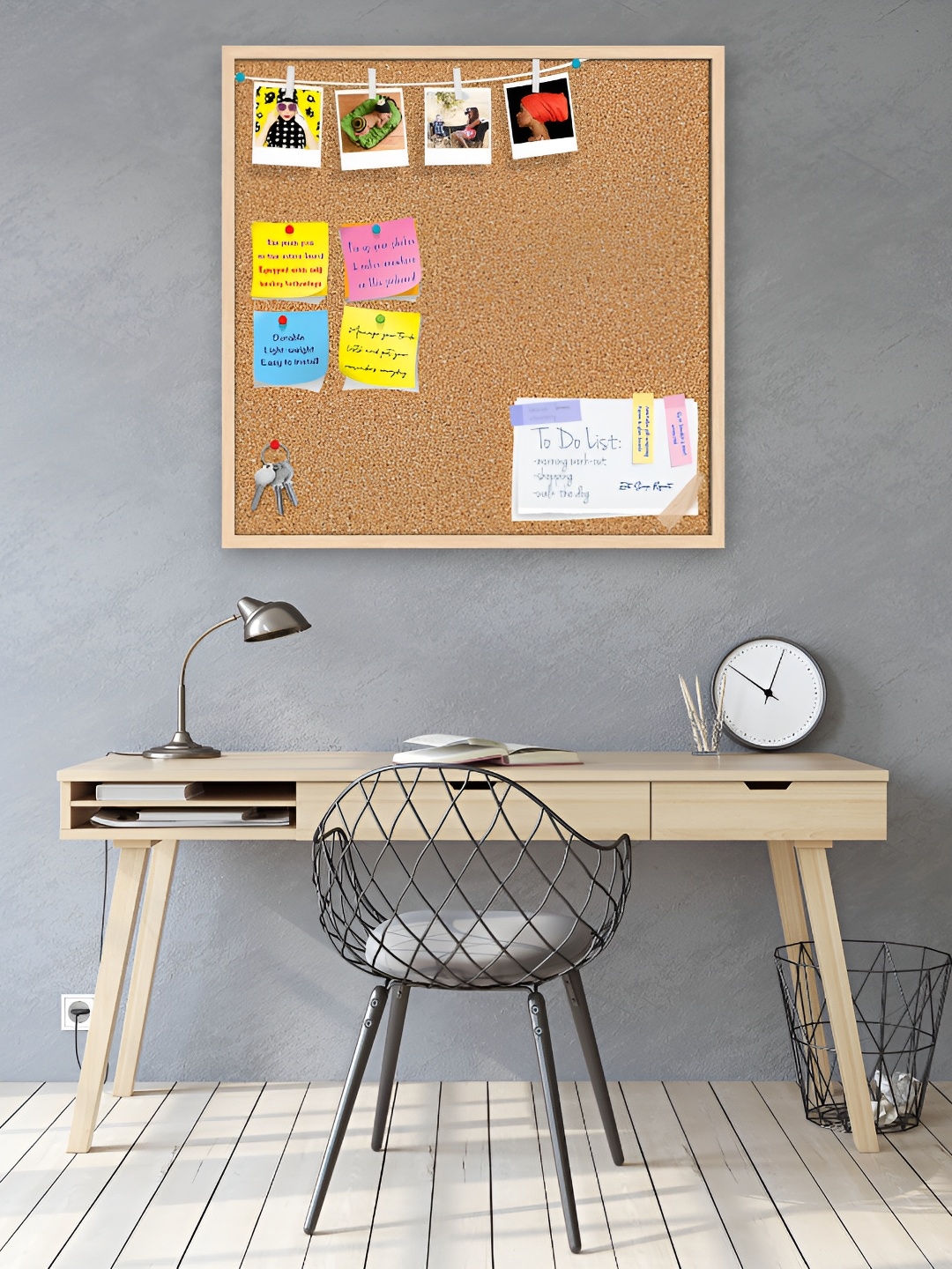 

ArtzFolio Camel Brown & White Printed Wooden Bulletin Board &Sticky Notes Wall Decor