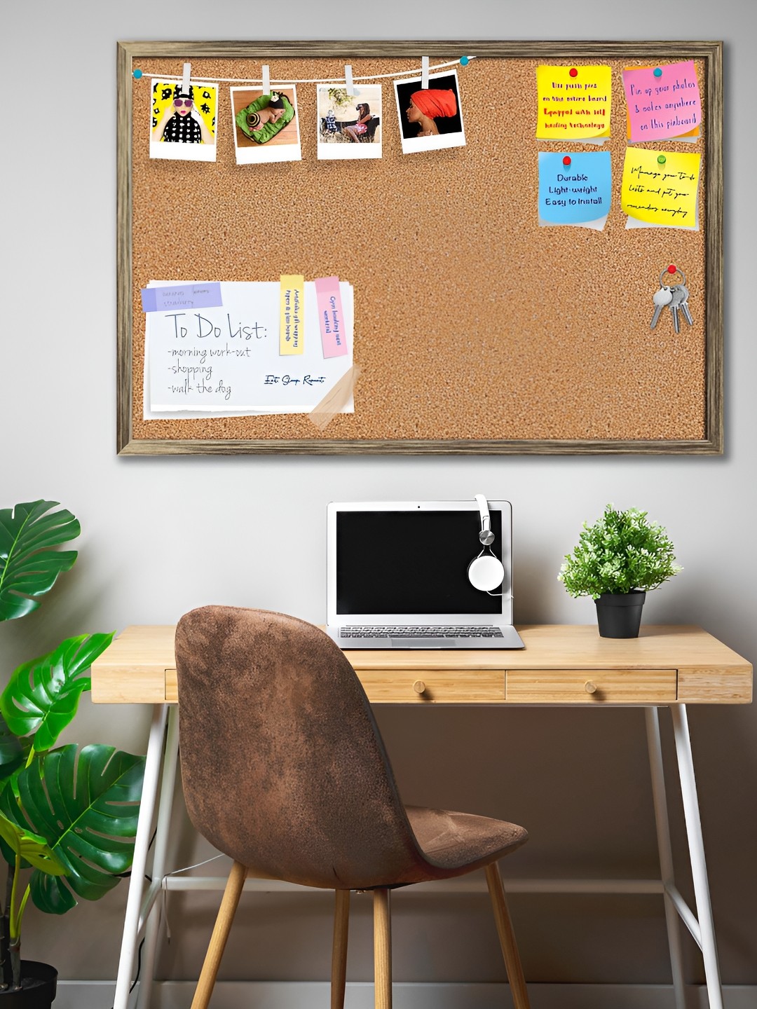 

ArtzFolio Brown & Pink Printed Wooden Bulletin Board With Sticky Notes Wall Hangings Decor