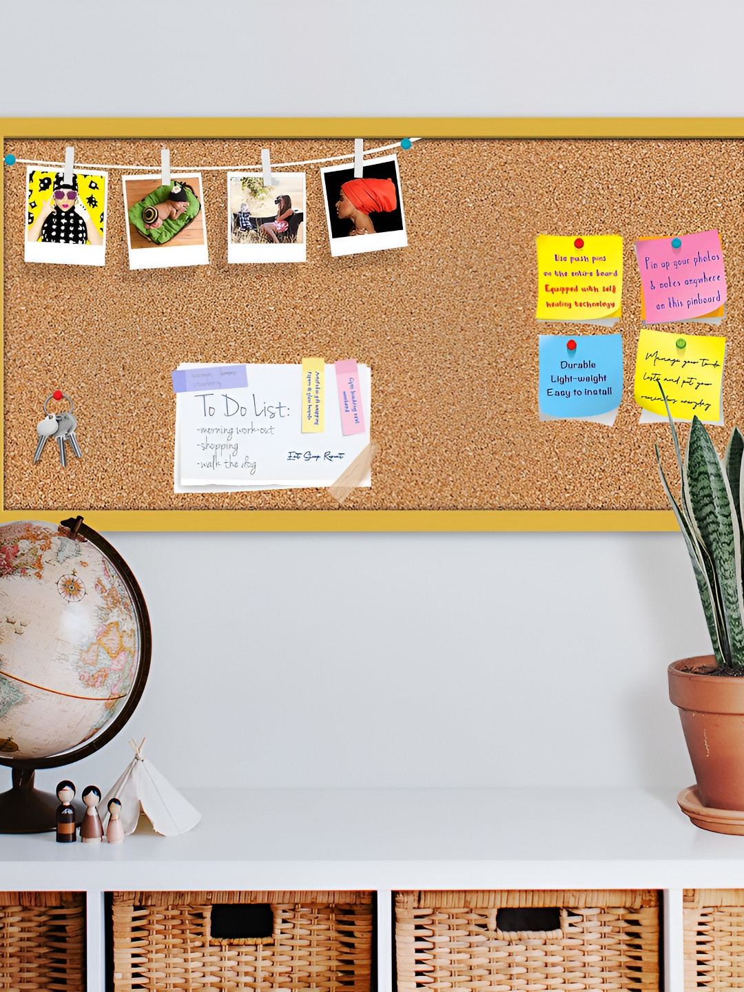 

ArtzFolio Yellow & White Printed Wooden Bulletin Board & Sticky Notes Wall Hangings Decor
