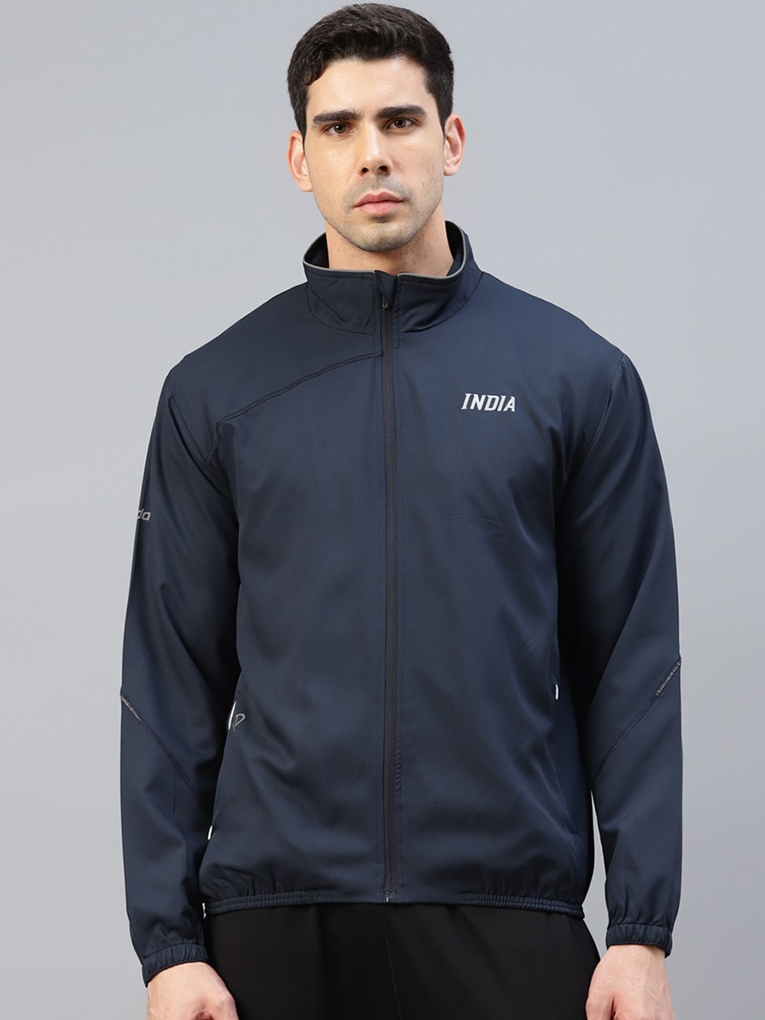 

DIDA Men Quick-Dry Regular-Fit Activewear INDIA Sports Training Jacket, Navy blue