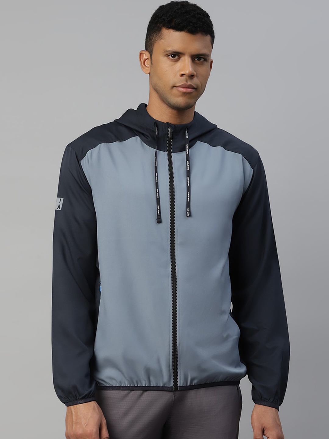 

DIDA Men Elite Colorblock Quick-Dry Activewear Sports Training Hood Jacket, Grey