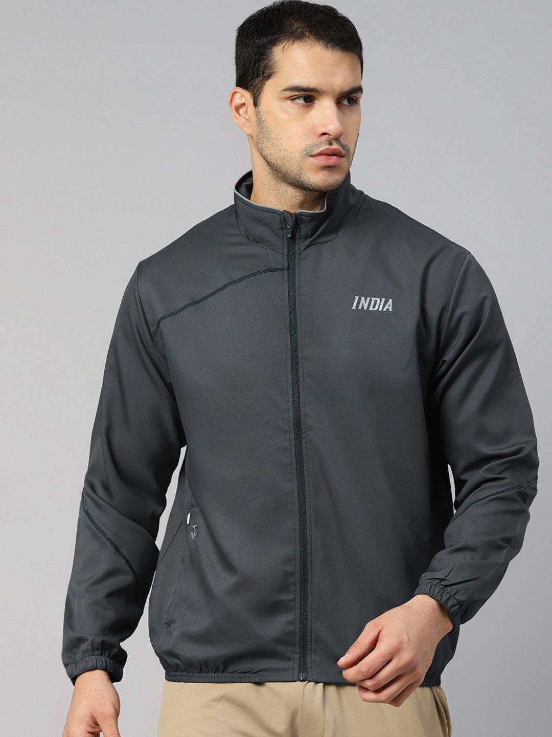 

DIDA Men Quick-Dry Regular-Fit Activewear INDIA Sports Training Jacket, Charcoal