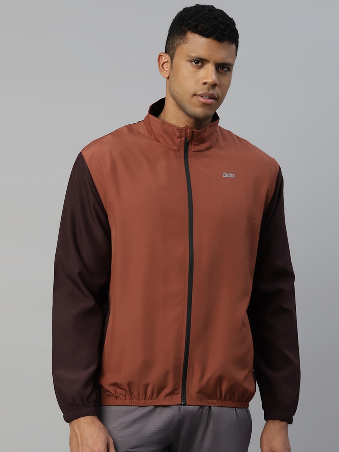 

DIDA Men Breathable Colorblock Quick-Dry Regular-Fit Activewear Sports Jacket, Rust