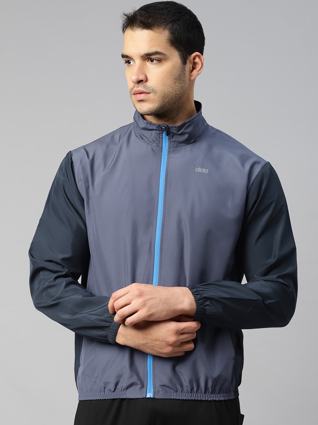 

DIDA Men Prime Colorblock Quick-Dry Regular-Fit Activewear Sports Fitness Training Jacket, Navy blue