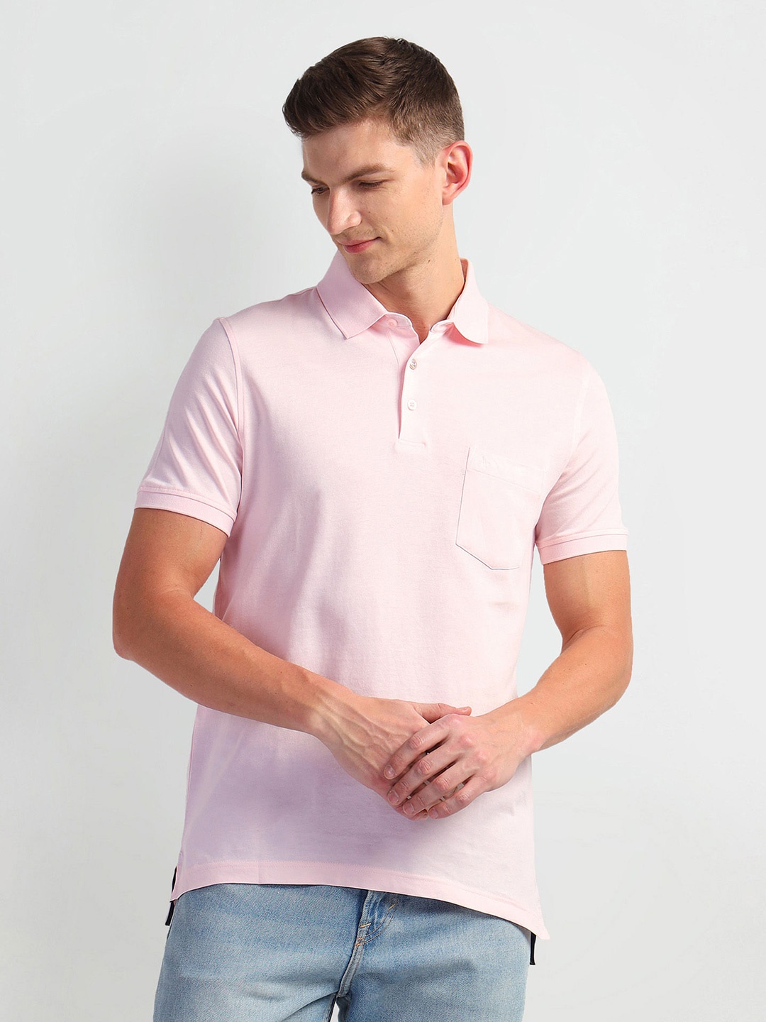 

Arrow Polo Collar Short Sleeves T-shirt, Pink