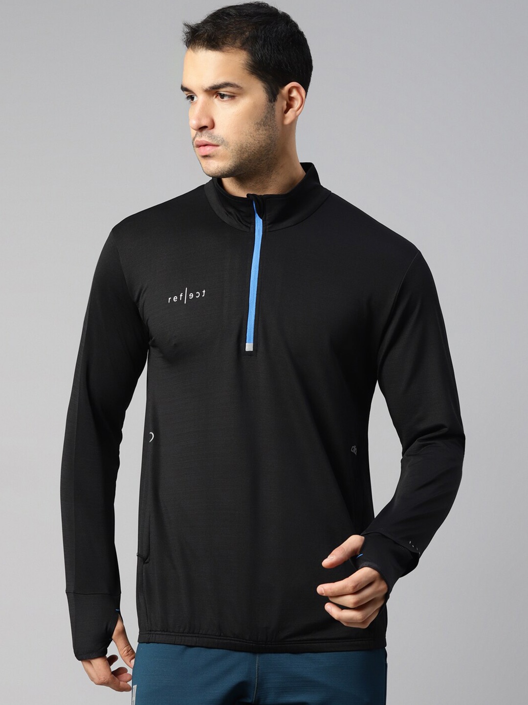 

DIDA Men Urban Quick-Dry Regular-Fit Activewear Full-Sleeve with Glove Sports T-Shirt, Black