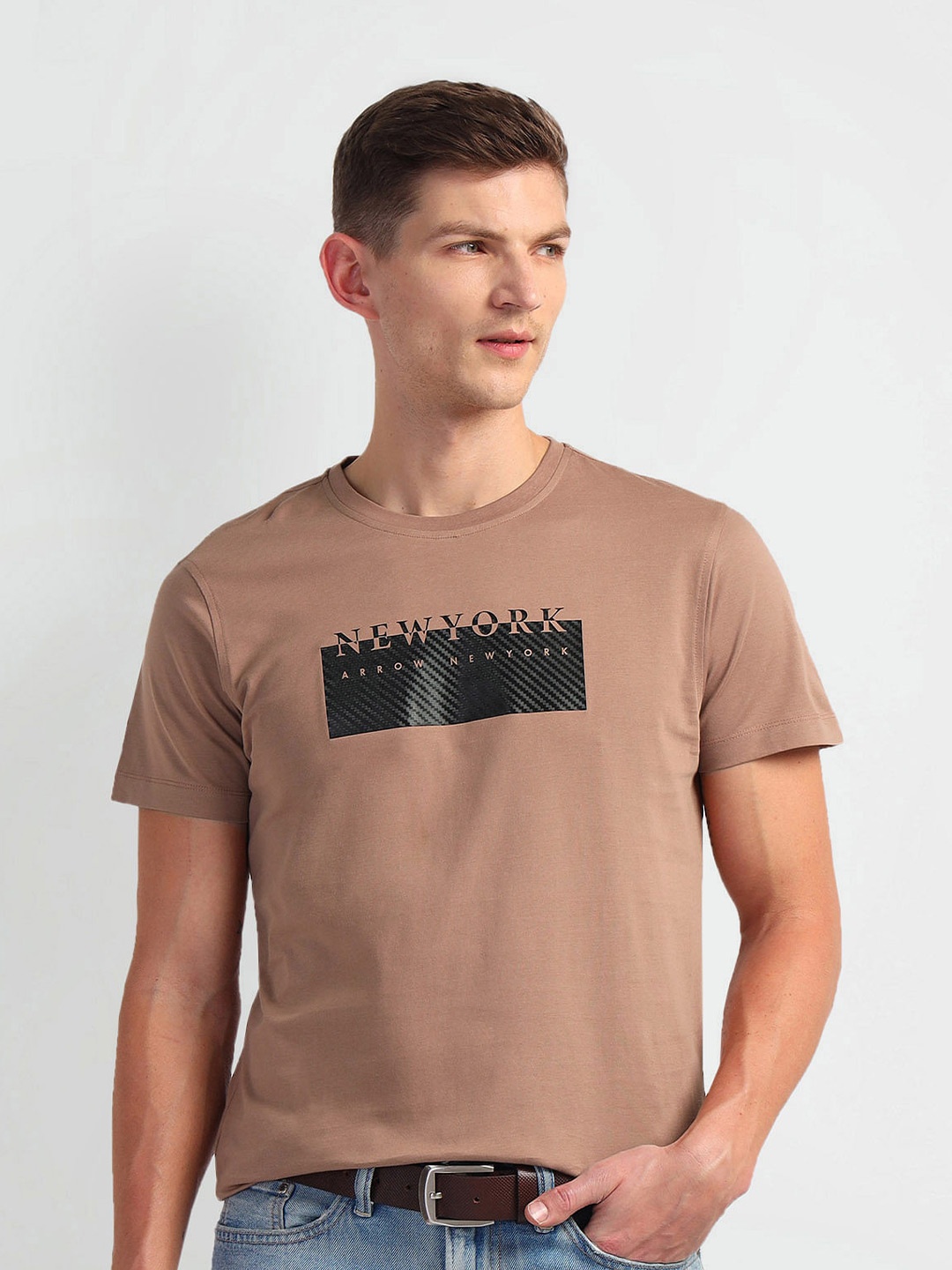 

Arrow New York Typography Printed T-shirt, Brown
