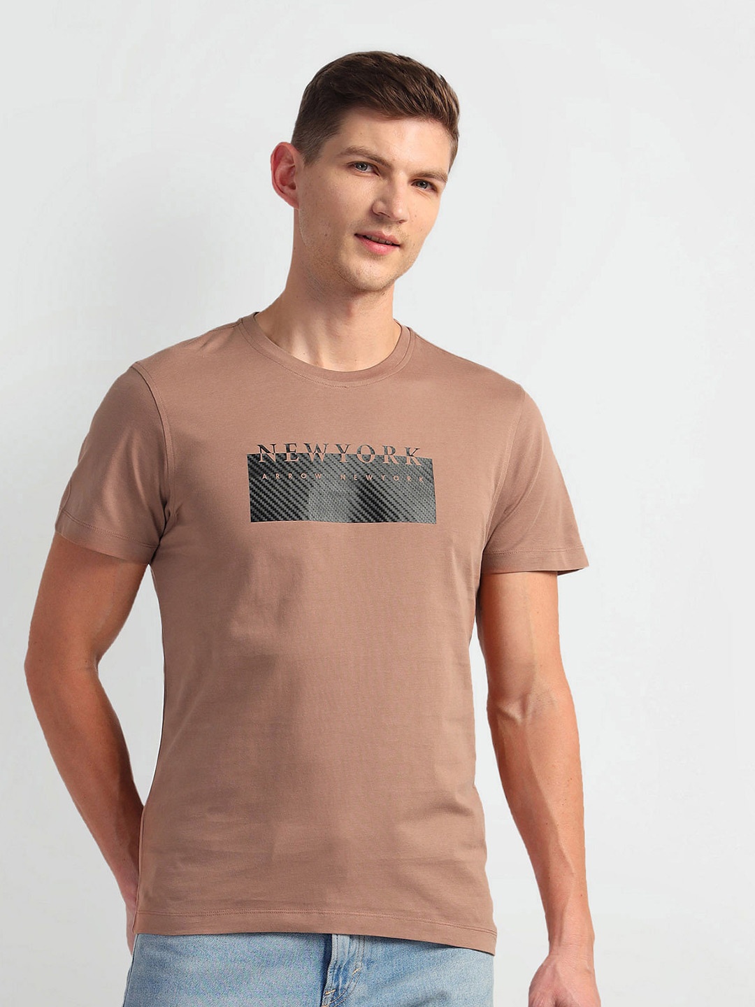 

Arrow New York Typography Printed T-shirt, Brown