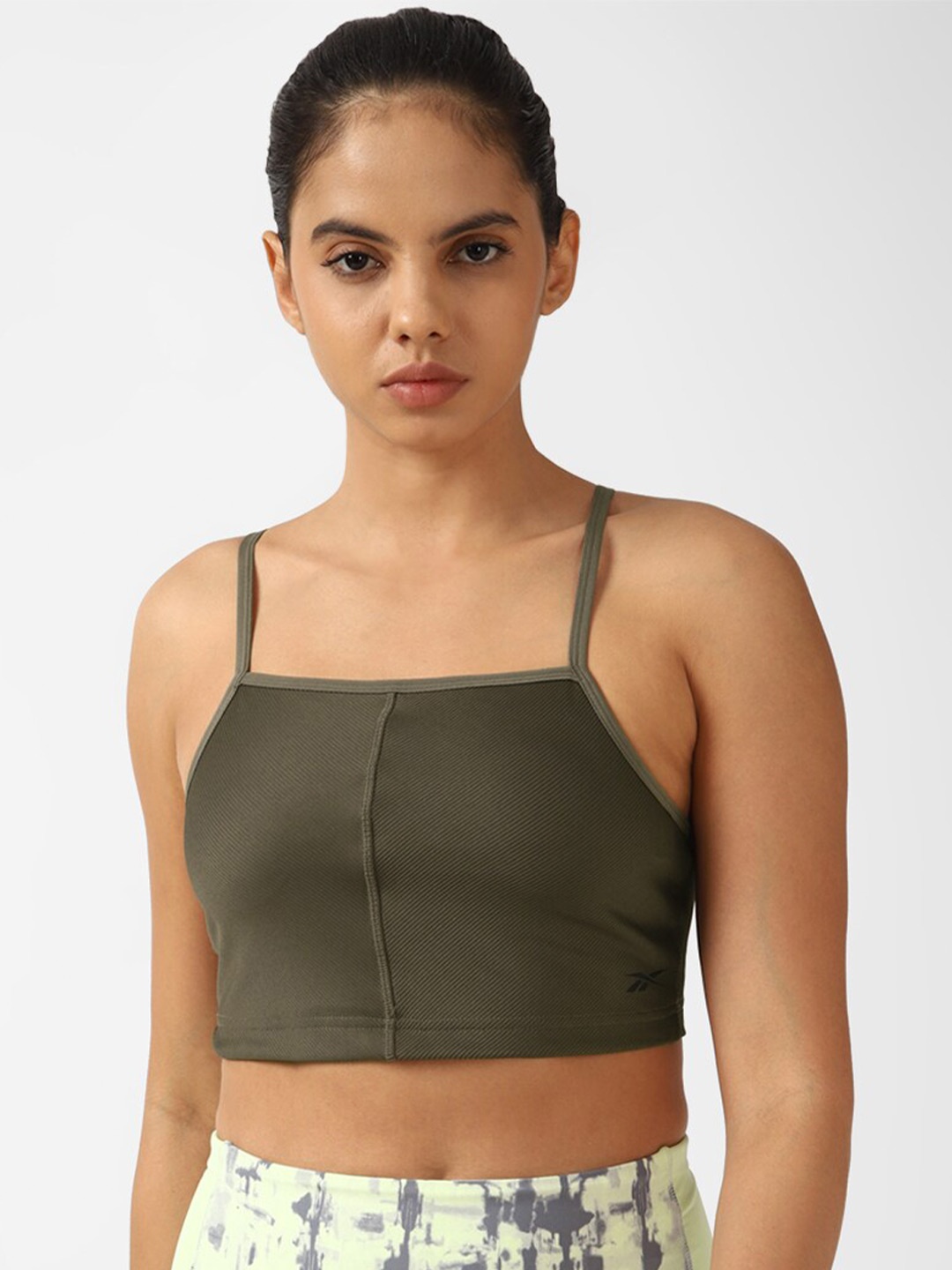 

Reebok Yoga Rib Sleeveless Crop Top, Green