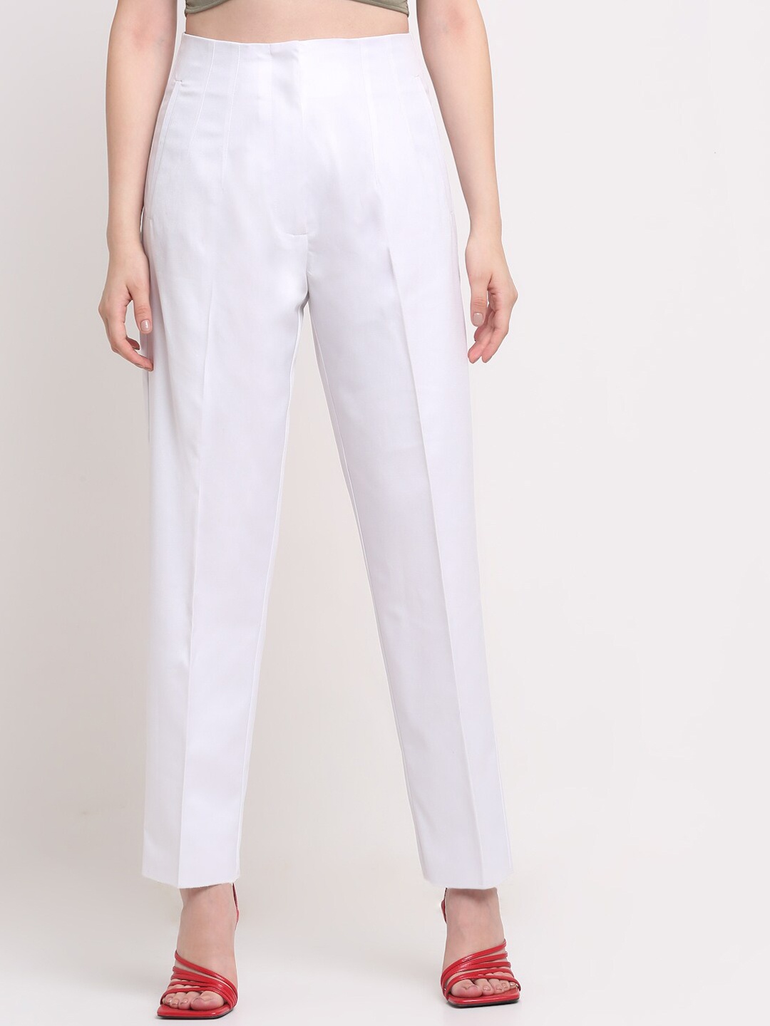 

Ennoble Women Pleated Smart High-Rise Easy Wash Trousers, White