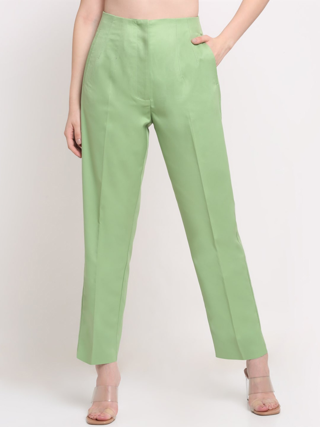 

Ennoble Women Smart High-Rise Easy Wash Trousers, Green