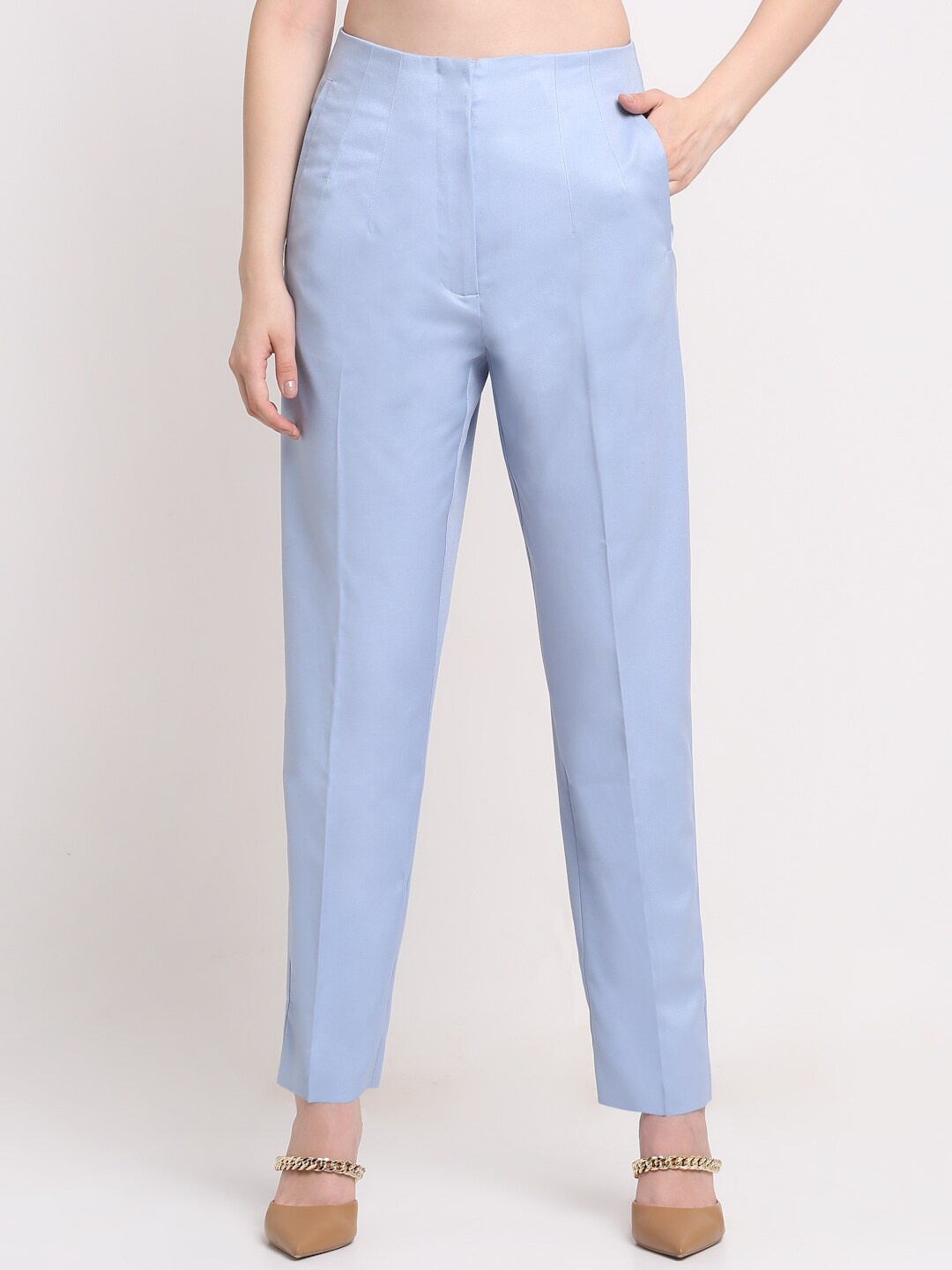 

Ennoble Women Smart High-Rise Easy Wash Trousers, Blue