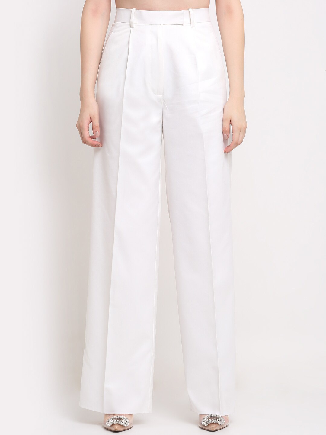 

Ennoble Women Smart Pleated High-Rise Easy Wash Trousers, Beige