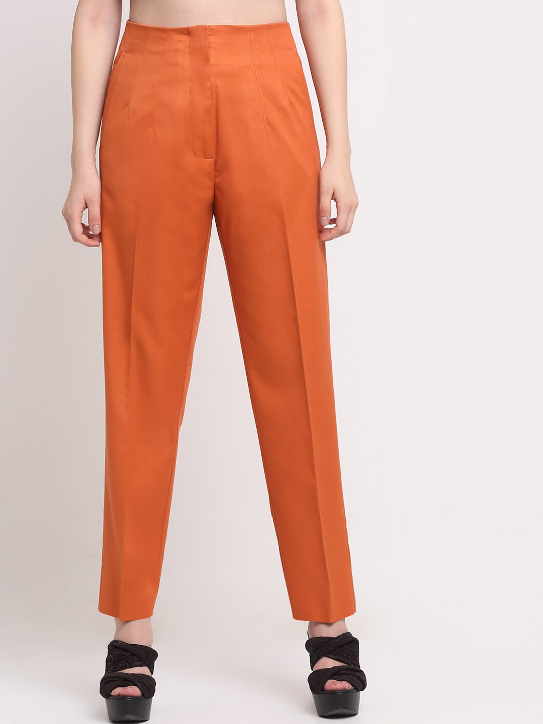 

Ennoble Women Smart High-Rise Easy Wash Trousers, Orange