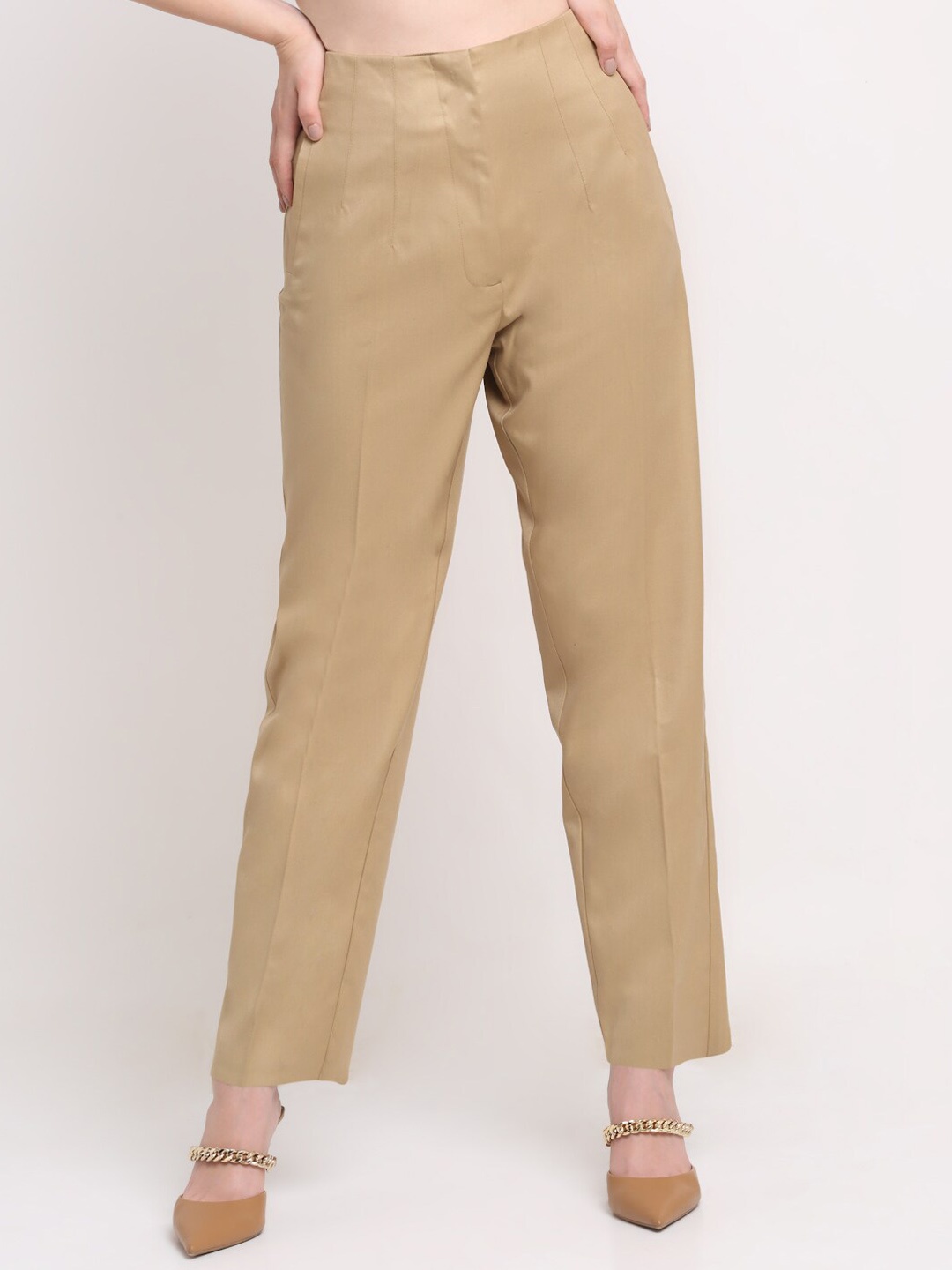 

Ennoble Women Smart High-Rise Easy Wash Trousers, Khaki