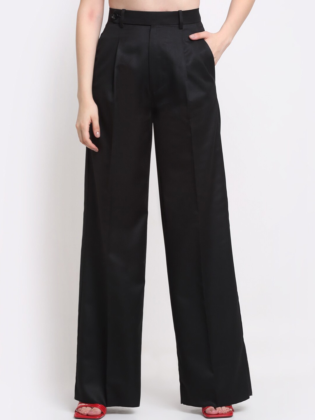 

Ennoble Women Smart High-Rise Easy Wash Trousers, Black