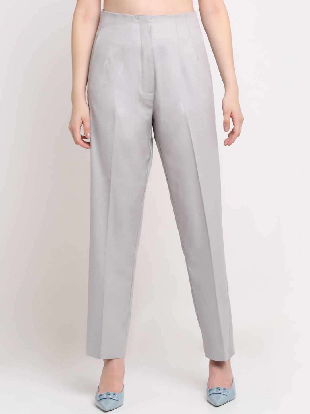 

Ennoble Women Smart High-Rise Easy Wash Trousers, Grey